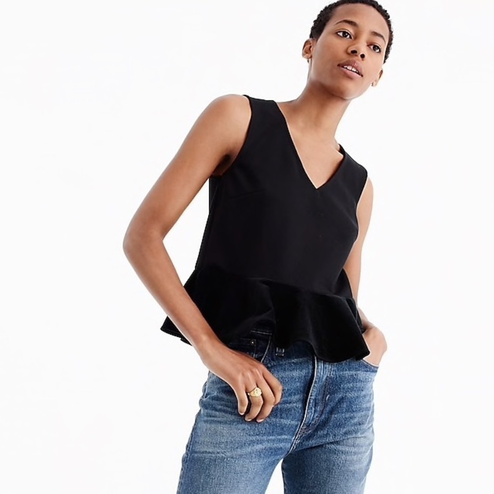 J. Crew Velvet Pepulm Tank Top Black Sleeveless XS